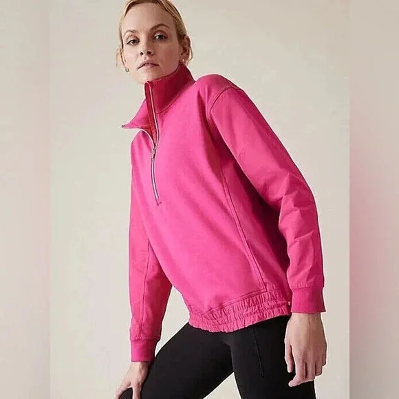 Athleta (Spring 2023) Triumph Hybrid Half Zip Sweatshirt Salvia Pink Small